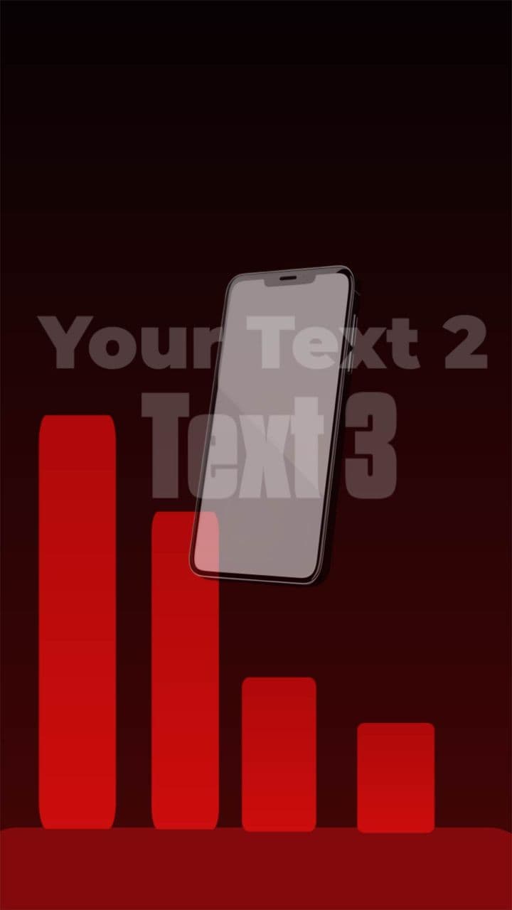 template Floating Phone + 3 Text Bars | Red Data Chart Reveal Animation preview
