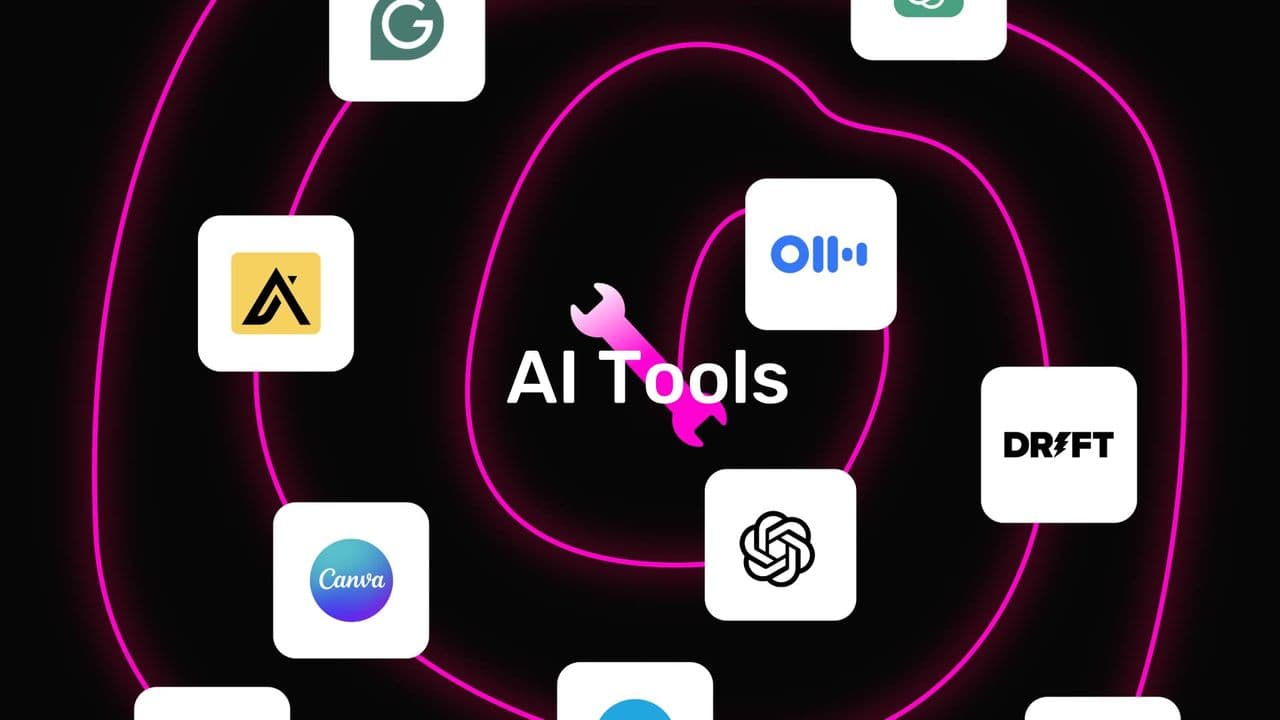 template AI Tools Showcase Animation – Neon Flow with 10 Product Logos preview